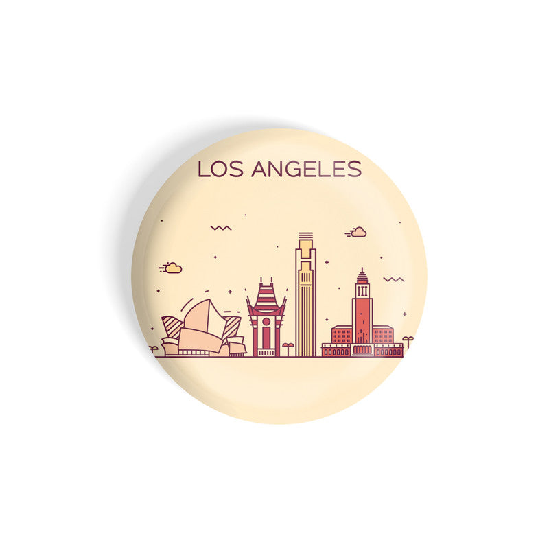 dhcrafts Round Fridge Magnet Brown Color Los Angeles Glossy Finish Design Pack of 1 (58 mm)